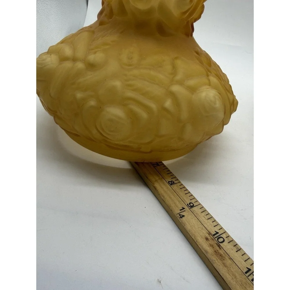 Fenton L.G. Wright Honey Amber Cased Glass Embossed Roses Electric Table Lamp
